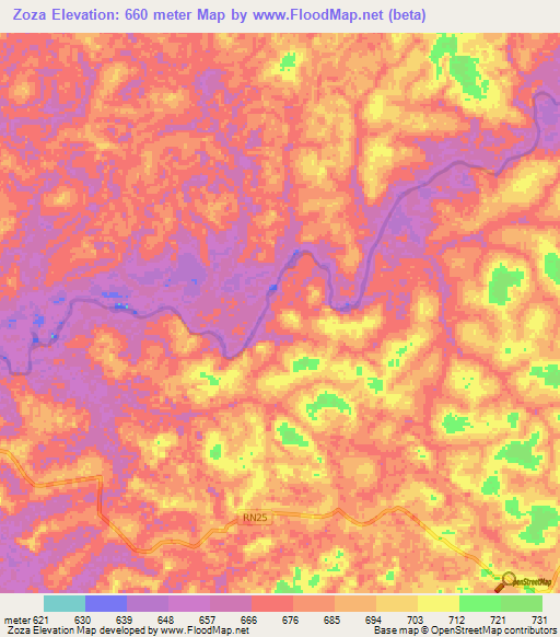 Zoza,Congo (Kinshasa) Elevation Map