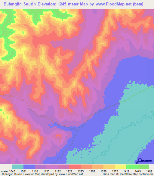 Bulangiin Suurin,Mongolia Elevation Map