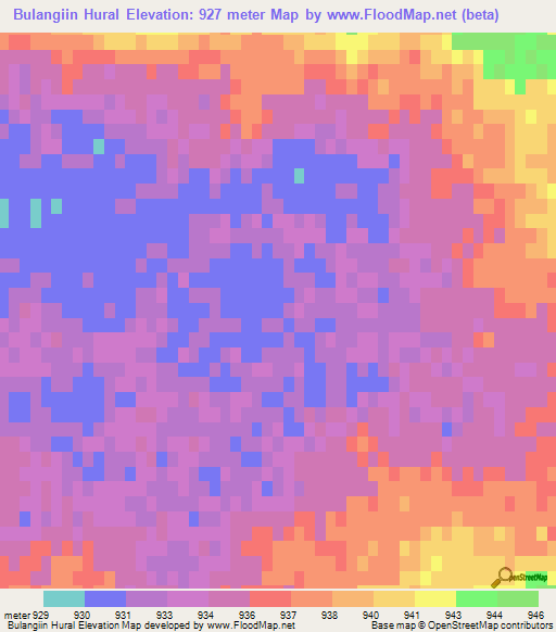 Bulangiin Hural,Mongolia Elevation Map