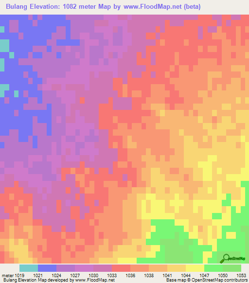 Bulang,Mongolia Elevation Map