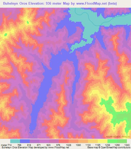 Buheleyn Oros,Mongolia Elevation Map
