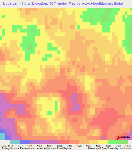 Budargaiin Hural,Mongolia Elevation Map