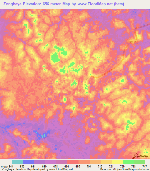 Zongbaya,Congo (Kinshasa) Elevation Map