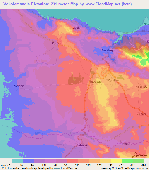 Vokolomandia,Cyprus Elevation Map