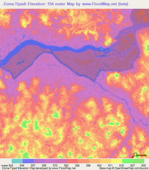 Zoma-Tipadi,Congo (Kinshasa) Elevation Map