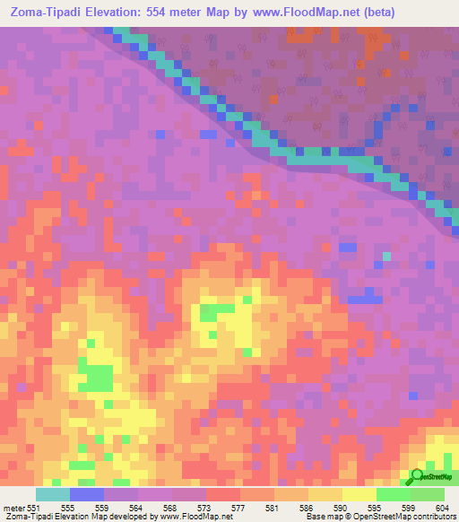 Zoma-Tipadi,Congo (Kinshasa) Elevation Map