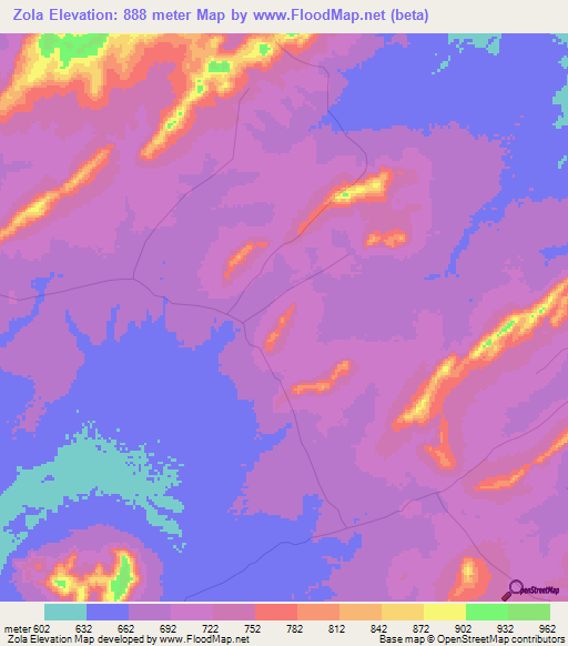Zola,Congo (Kinshasa) Elevation Map