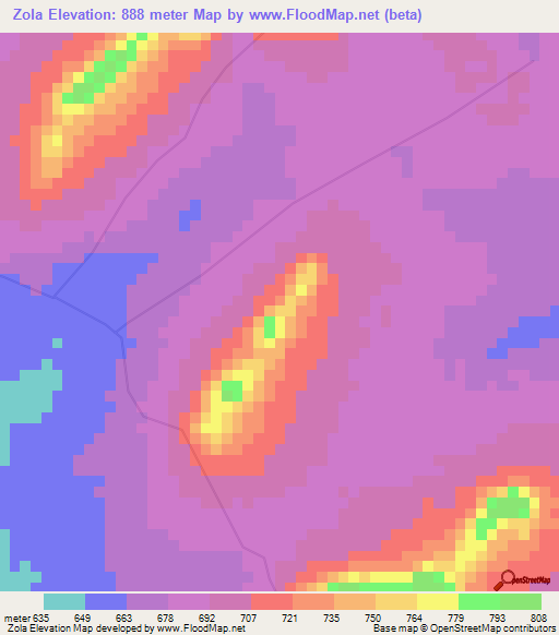 Zola,Congo (Kinshasa) Elevation Map