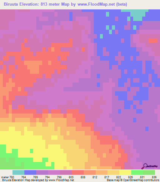 Biruuta,Mongolia Elevation Map