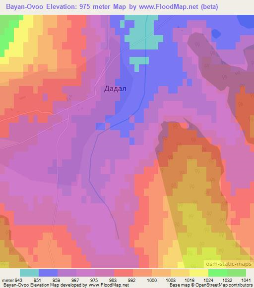 Bayan-Ovoo,Mongolia Elevation Map