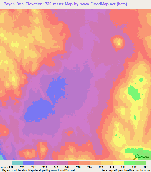 Bayan Don,Mongolia Elevation Map