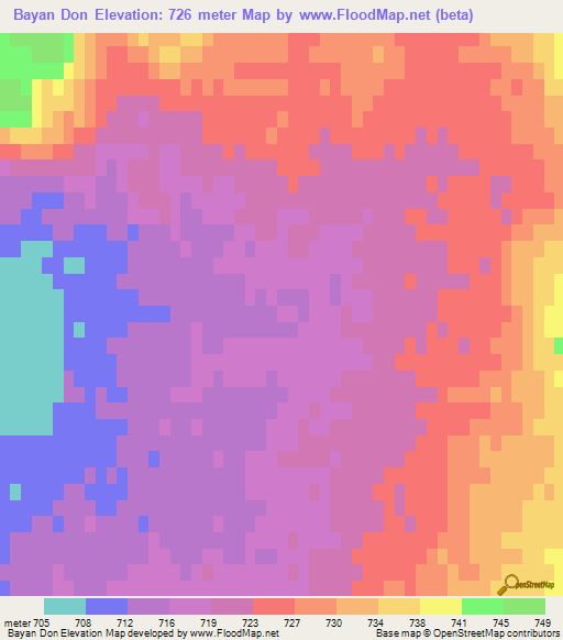 Bayan Don,Mongolia Elevation Map