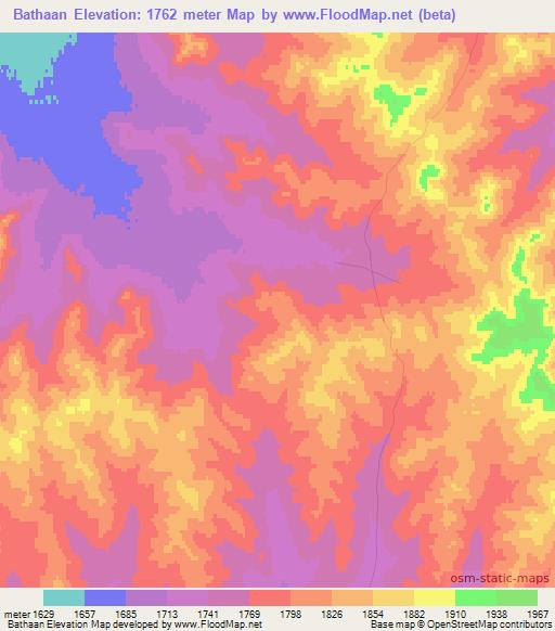 Bathaan,Mongolia Elevation Map