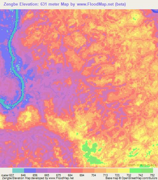 Zengbe,Congo (Kinshasa) Elevation Map