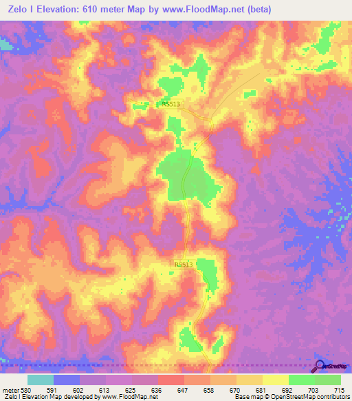 Zelo I,Congo (Kinshasa) Elevation Map