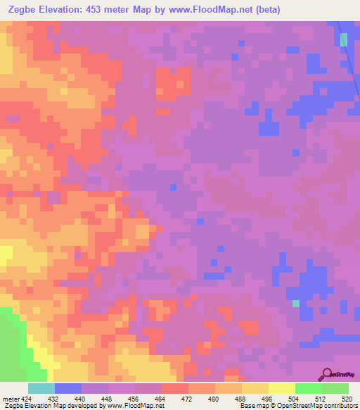 Zegbe,Congo (Kinshasa) Elevation Map