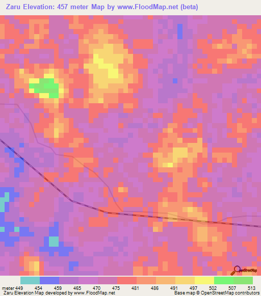 Zaru,Congo (Kinshasa) Elevation Map