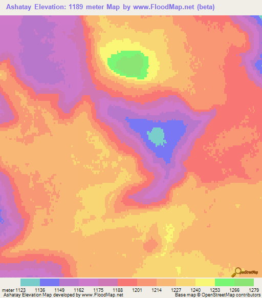 Ashatay,Mongolia Elevation Map