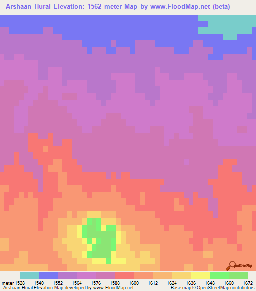 Arshaan Hural,Mongolia Elevation Map