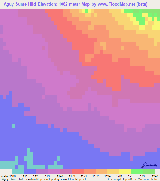 Aguy Sume Hiid,Mongolia Elevation Map