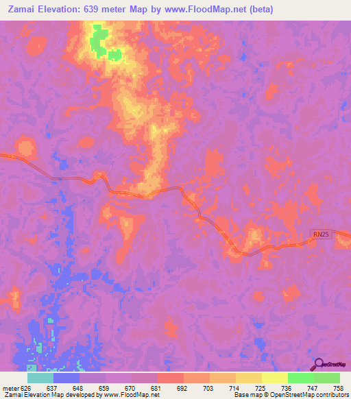 Zamai,Congo (Kinshasa) Elevation Map
