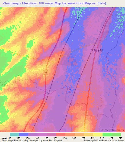 Zhuchengzi,China Elevation Map