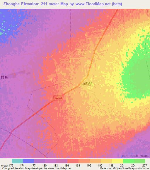 Zhonghe,China Elevation Map