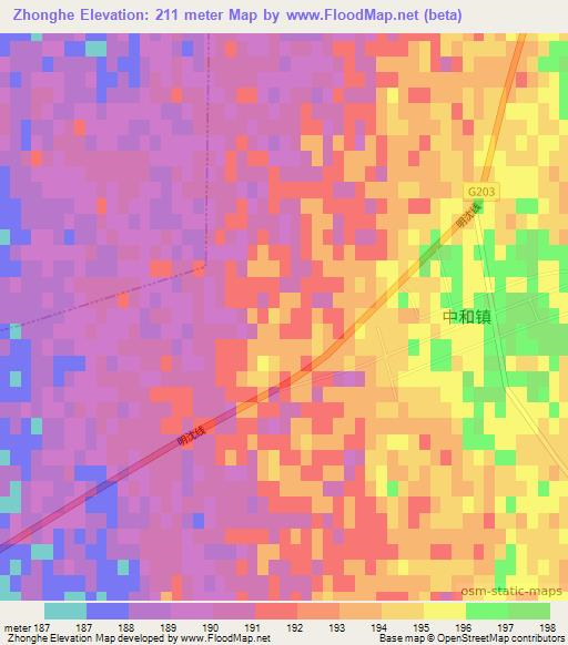 Zhonghe,China Elevation Map
