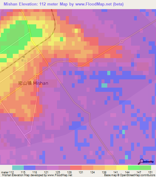 Mishan,China Elevation Map