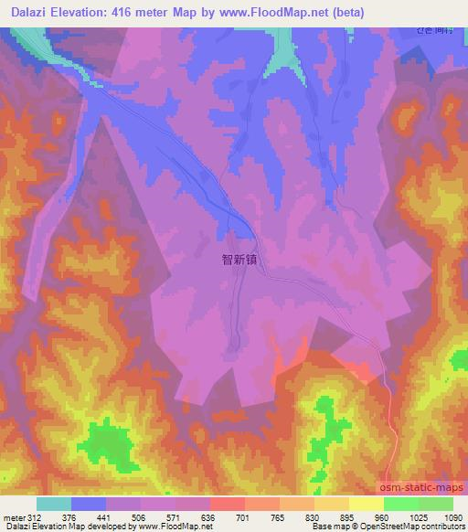 Dalazi,China Elevation Map