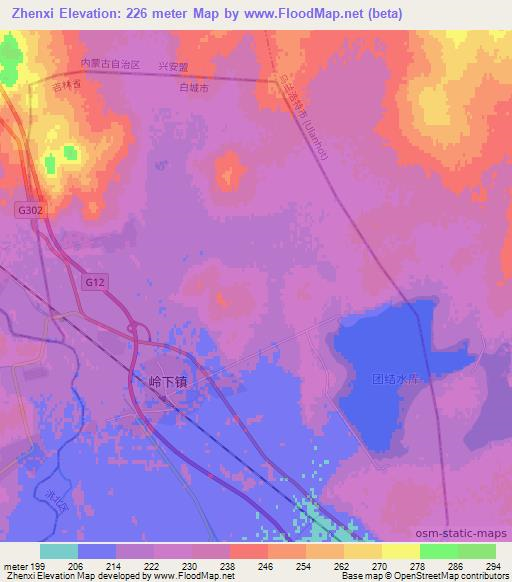 Zhenxi,China Elevation Map