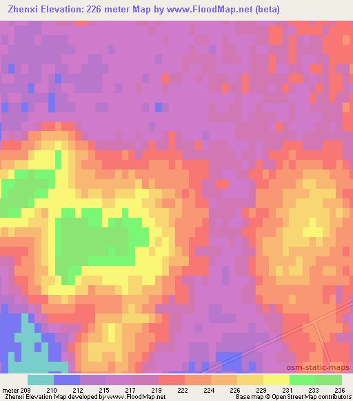 Zhenxi,China Elevation Map