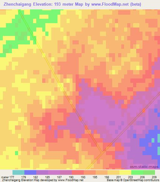 Zhenchaigang,China Elevation Map