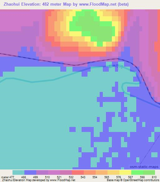 Zhaohui,China Elevation Map