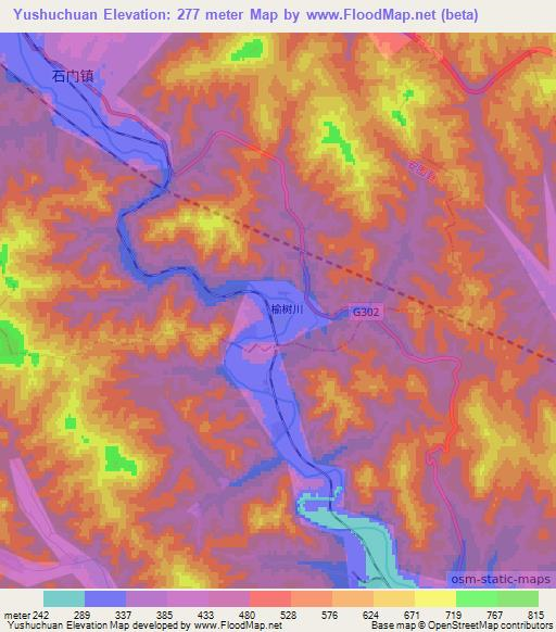 Yushuchuan,China Elevation Map