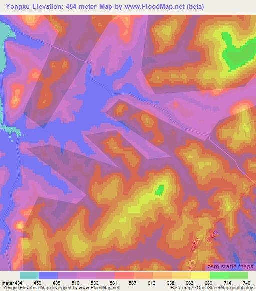 Yongxu,China Elevation Map