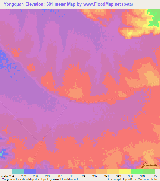 Yongquan,China Elevation Map