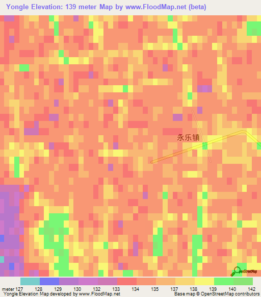Yongle,China Elevation Map