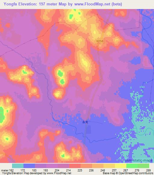 Yongfa,China Elevation Map