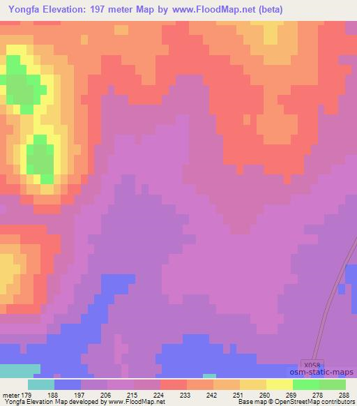 Yongfa,China Elevation Map