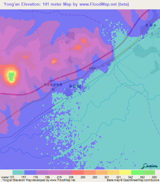 Yong'an,China Elevation Map
