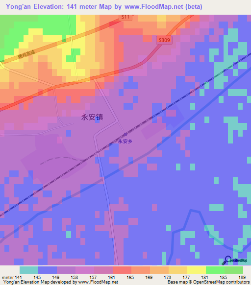 Yong'an,China Elevation Map