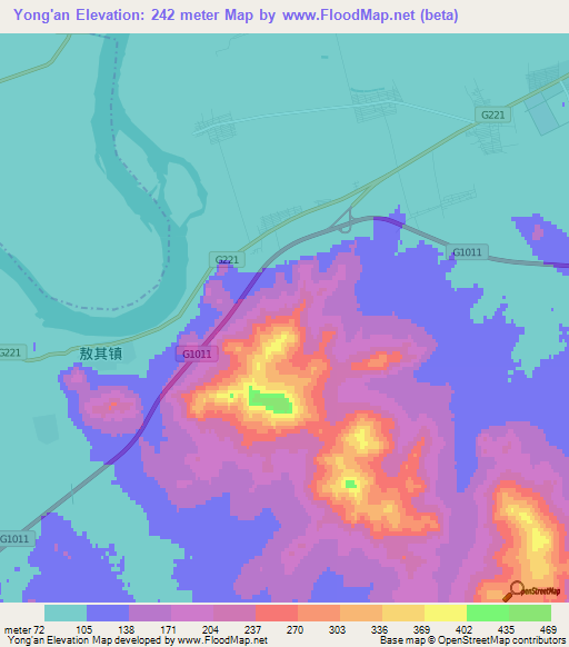 Yong'an,China Elevation Map