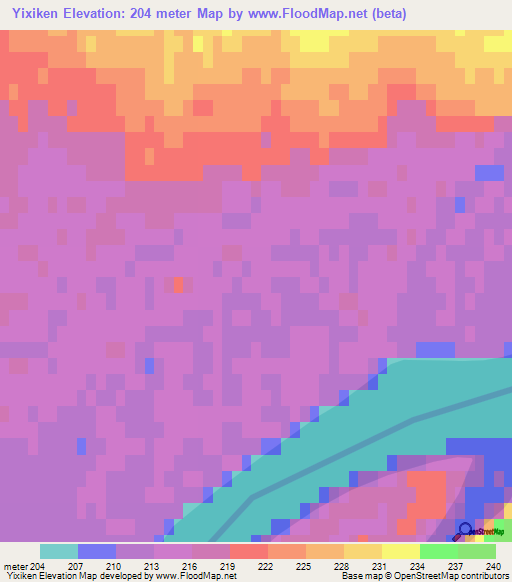 Yixiken,China Elevation Map