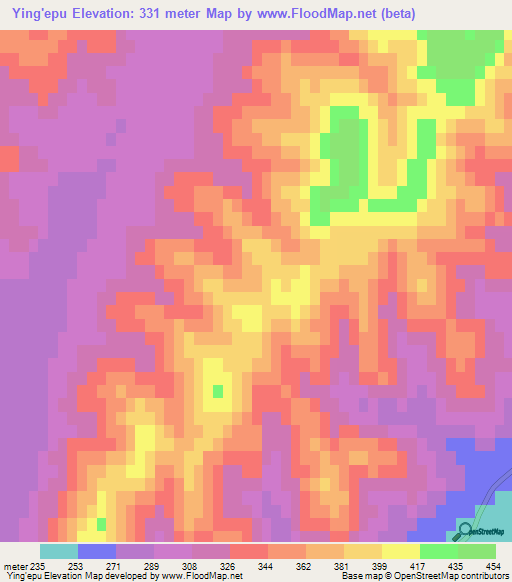 Ying'epu,China Elevation Map