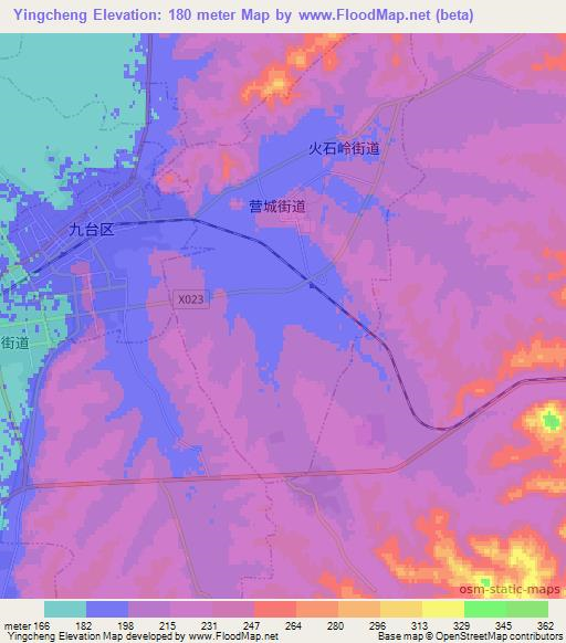 Yingcheng,China Elevation Map