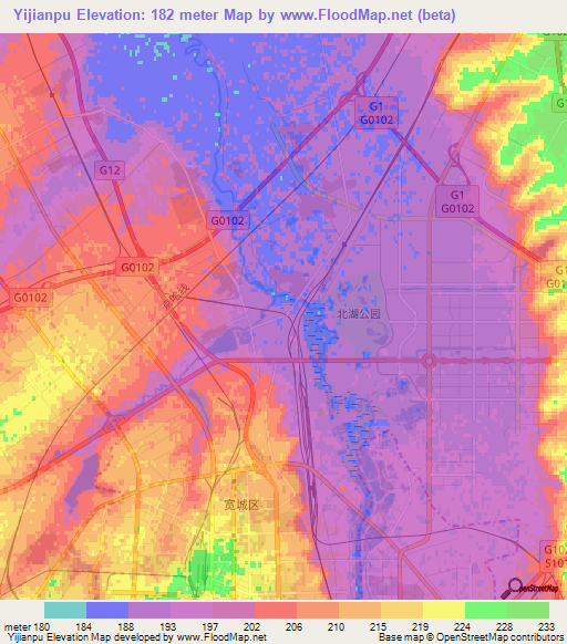 Yijianpu,China Elevation Map