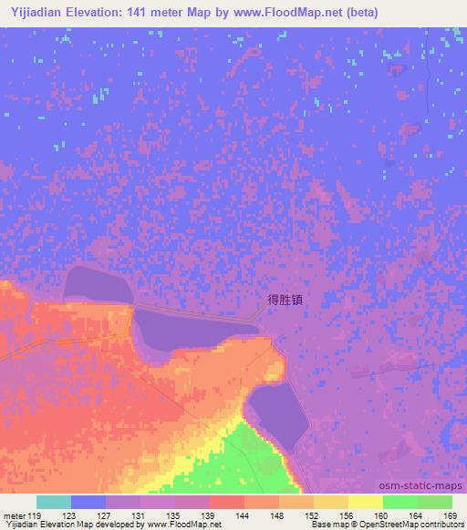 Yijiadian,China Elevation Map