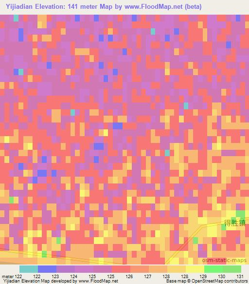 Yijiadian,China Elevation Map