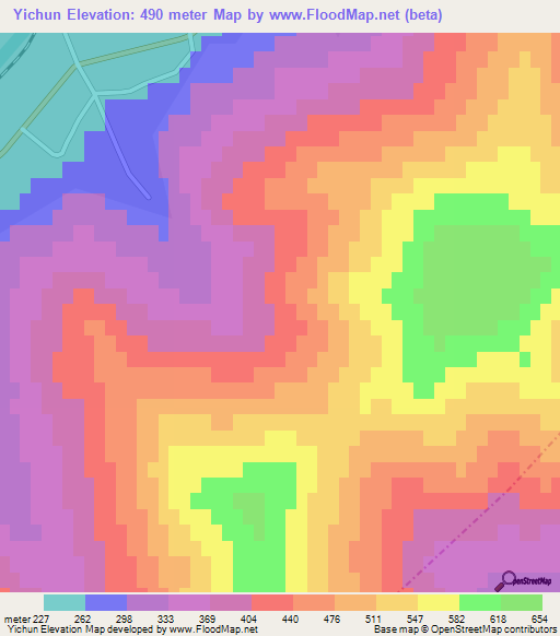 Yichun,China Elevation Map